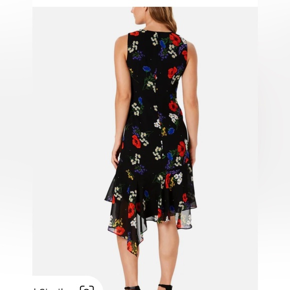 Calvin Klein Womens Floral Print Ruffled Midi Dress - Picture 2 of 7